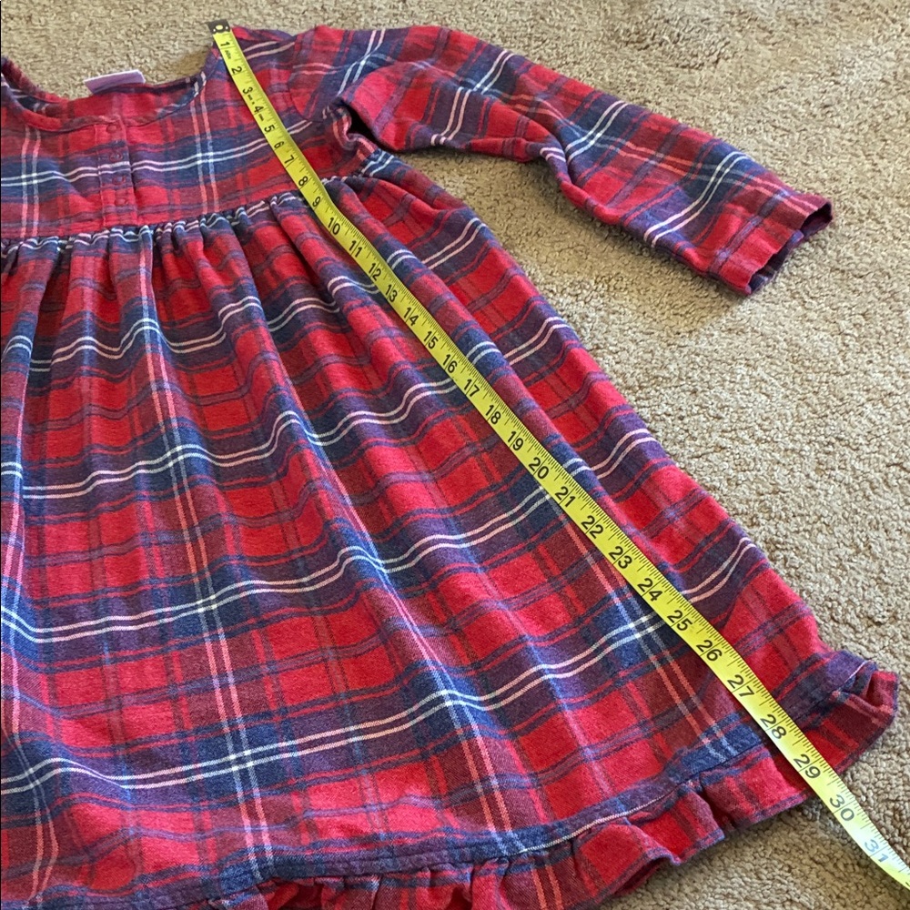 Hanna Andersson Girls Red & Blue Plaid Flannel Ruffle Dress Size 130 - Picture 6 of 6